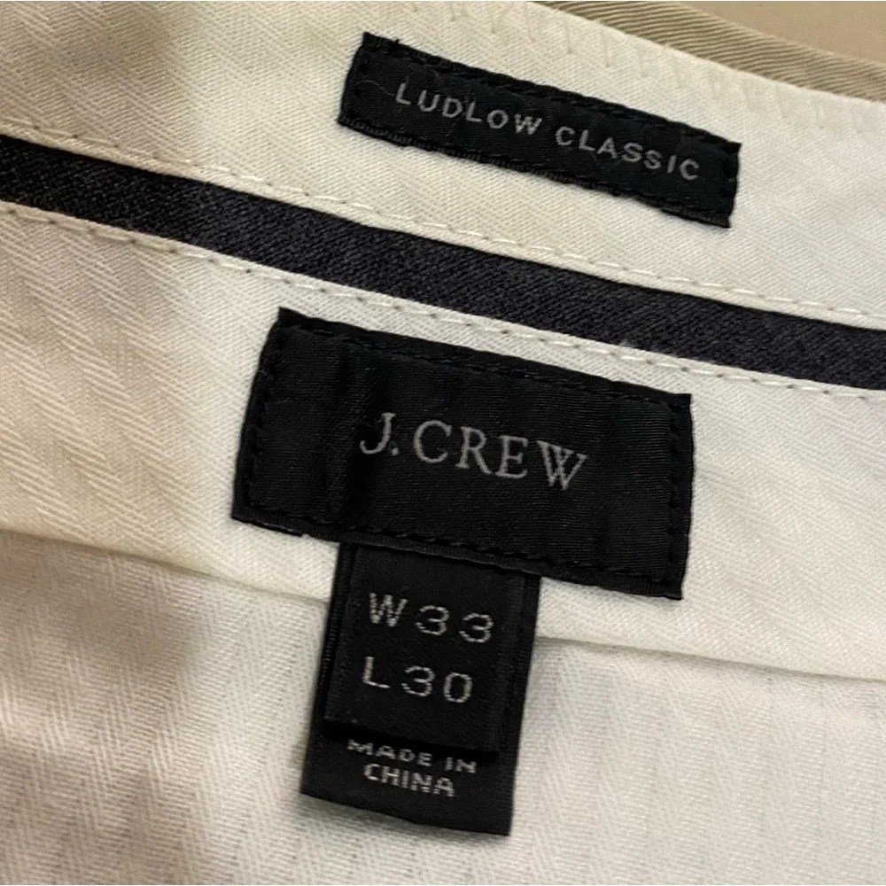 J Crew Ludlow  Classic 100% Cotton Tan Pants 33 x  30